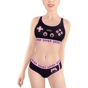 Littleforbig Women Cotton Camisole and Pantie Sport Loungewear Bralette Set Pink